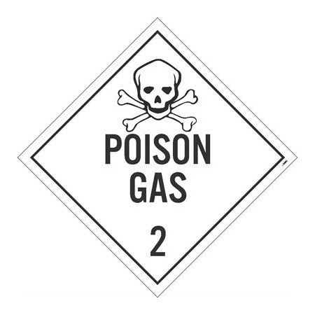 Poison Gas 2 Dot Placard Sign, Pk50, Material: Unrippable Vinyl